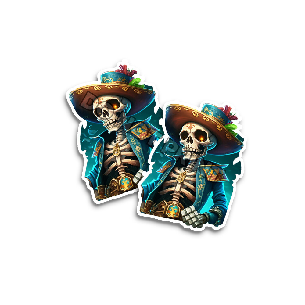Day of the Dead stickers 2 pack of Dia de los Muertos Decals Sugar Skull #34012