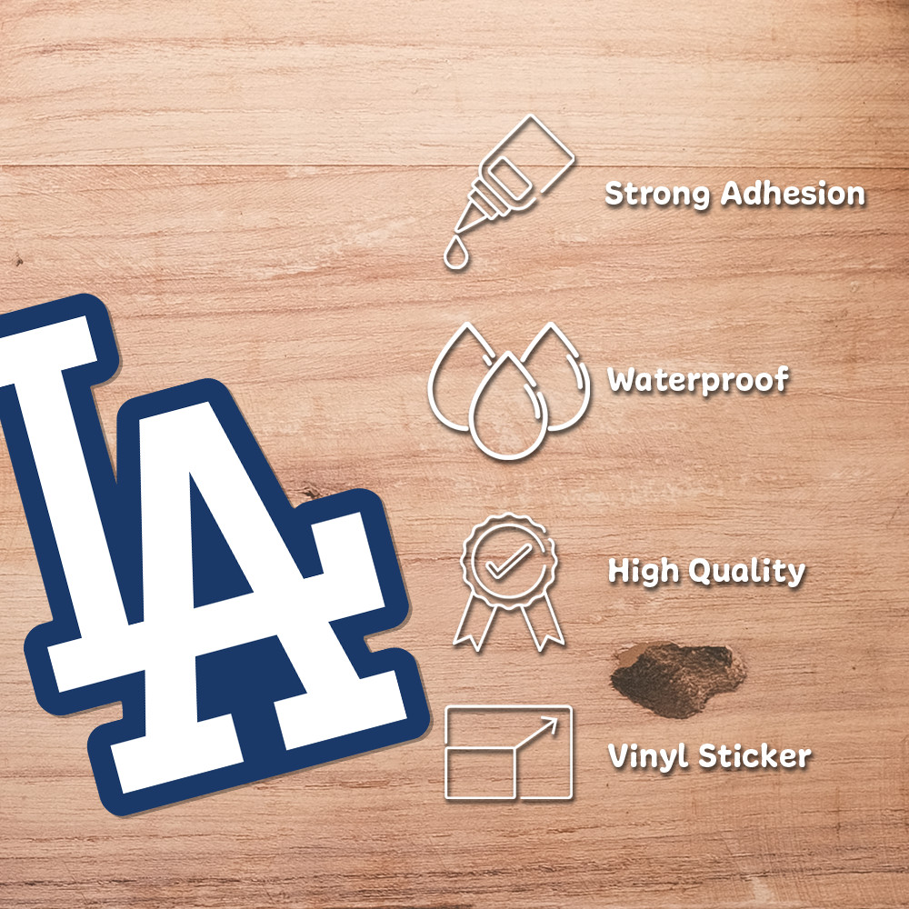 LA Dodgers Sticker Blue and White Car Window, Laptop and Bottle 3.72 W x 5 H in