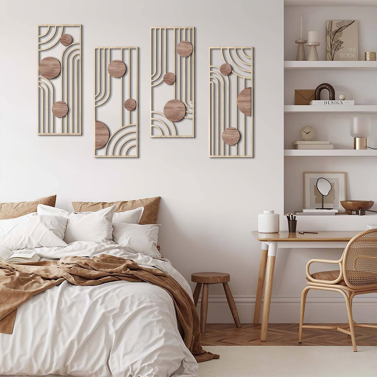 COLOR VALLEYART Set of 3 Modern Wood Wall Art Panels, Boho Geometric Design, …