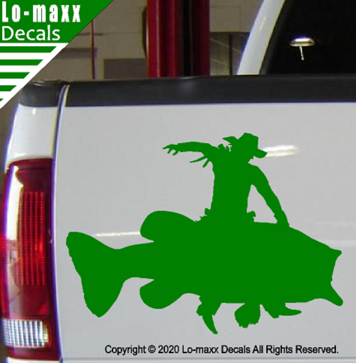 Largemouth Bass Rodeo Cowboy Western Freshwater Fishing Die Cut Vinyl Decal