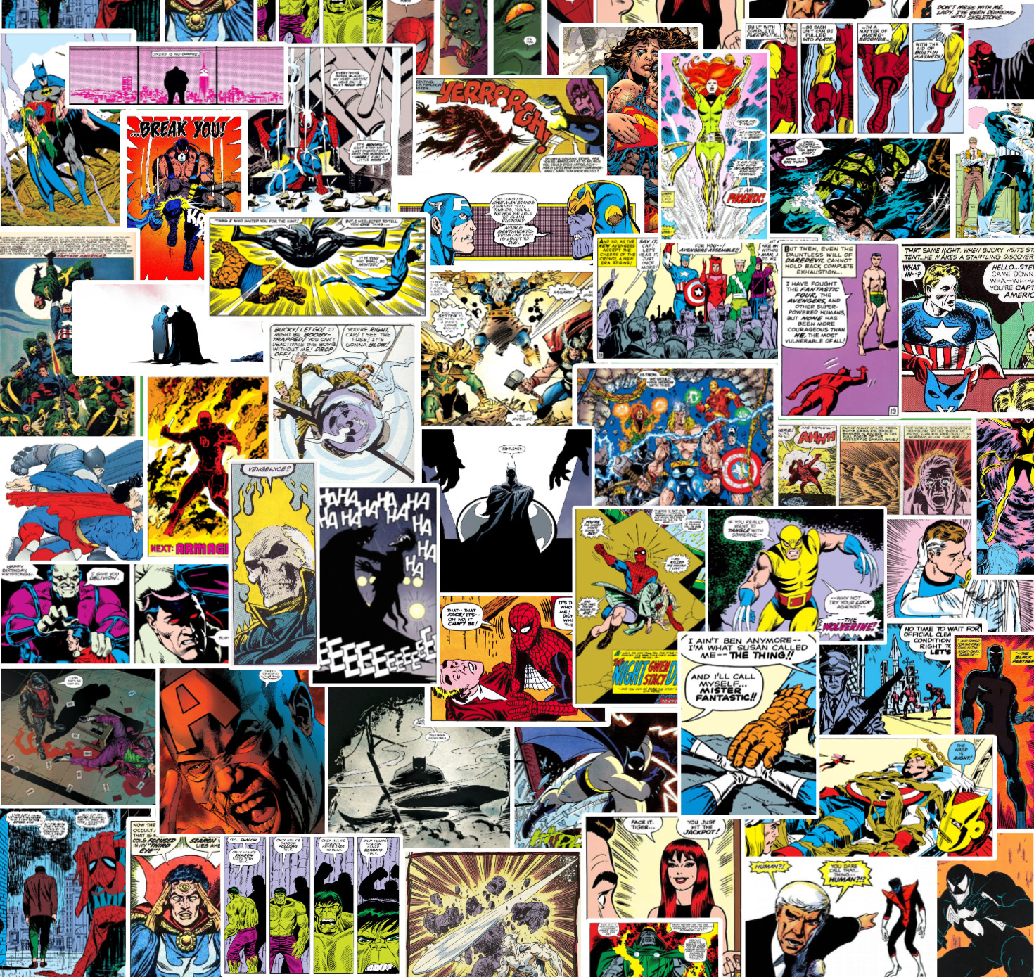25/50 Comic Panel Sticker Pack – Waterproof Vinyl – Marvel DC Spiderman Batman