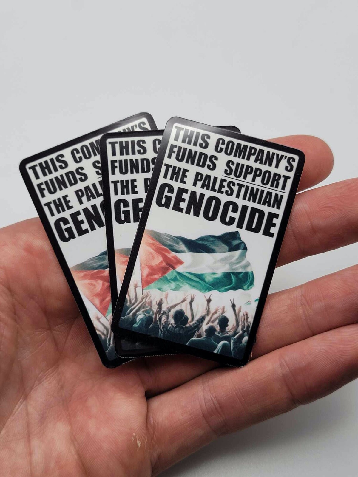 "THIS COMPANY'S FUNDS SUPPORT- BOYCOTT – FREE PALESTINE Stickers 25-500Pack