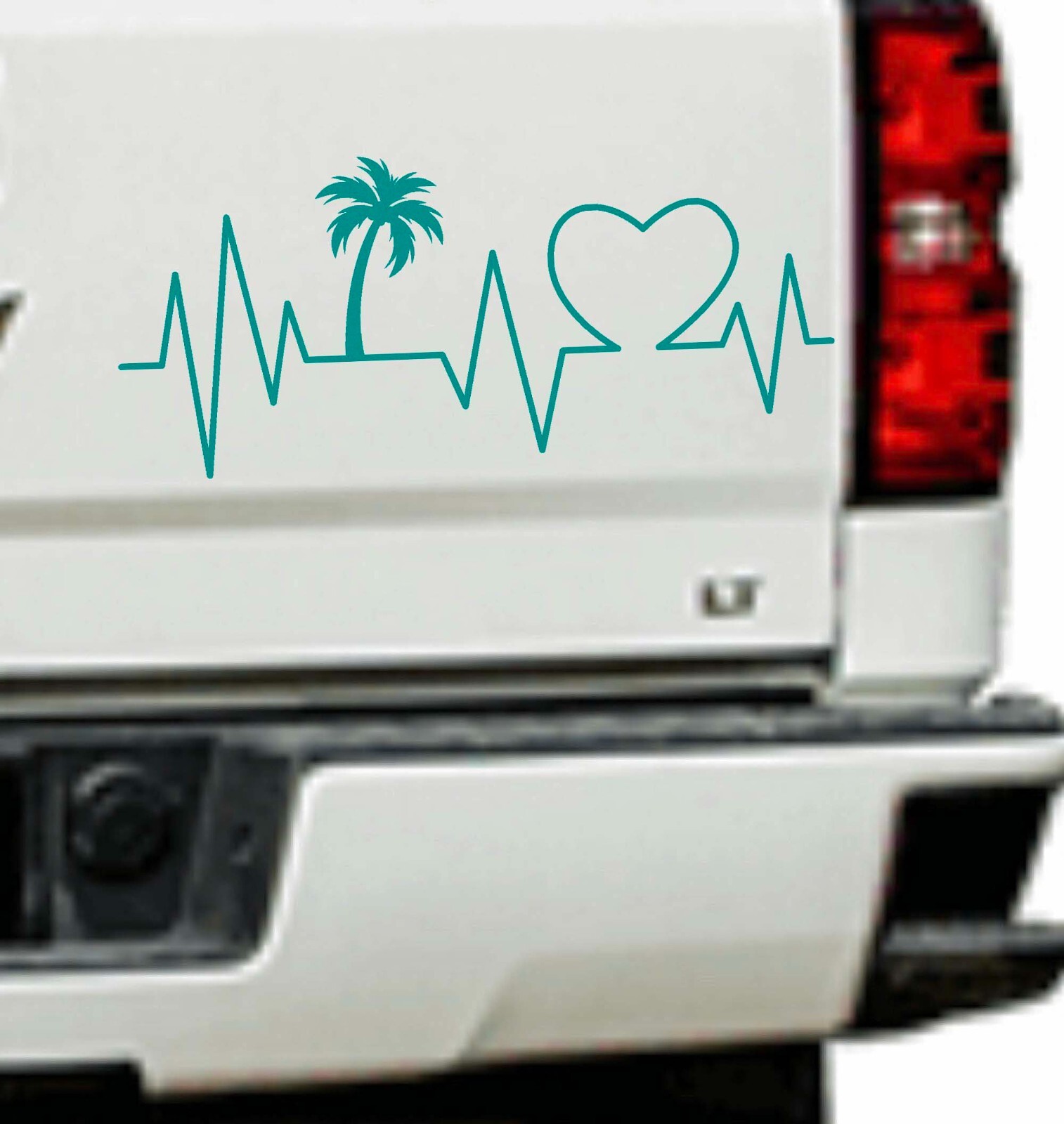 Palm Tree heartbeat lifeline Decal Tropical coastal wall car window glass door