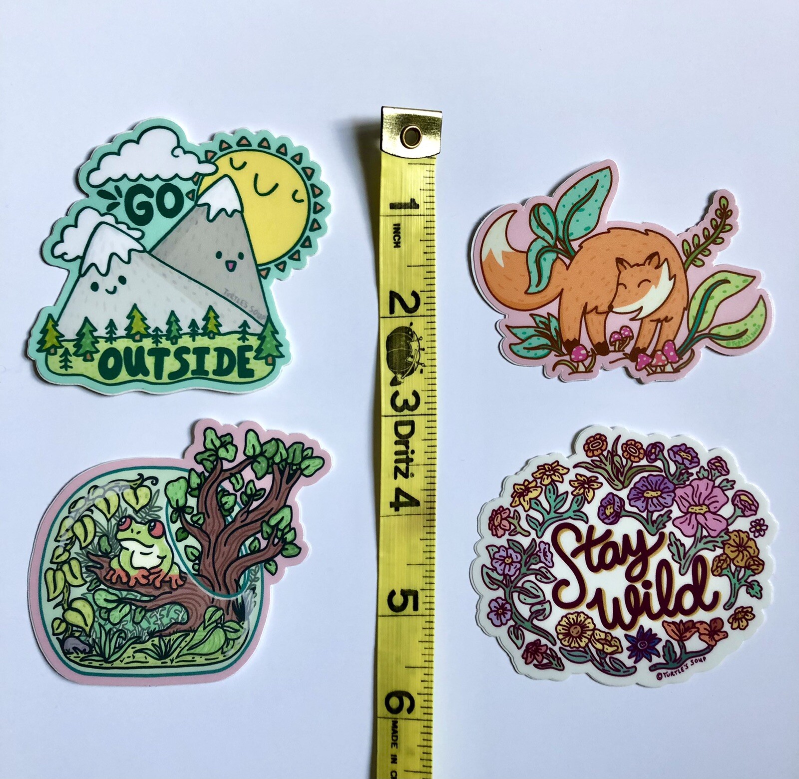 NEW! Turtle’s Soup SET OF 4 VINYL STICKERS / DECALS — 3×3” Fun Wilderness Theme
