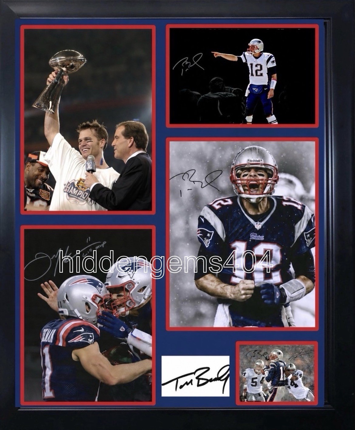 CUSTOM ART Brady New England Patriots 11"x14" Framed Football Photo NFL Auto