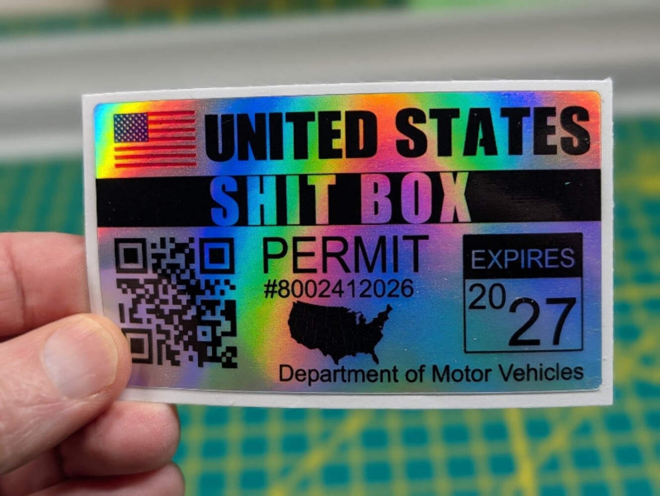 2026 Street Racing Permit Decal – Holographic Novelty Sticker – JDM Car