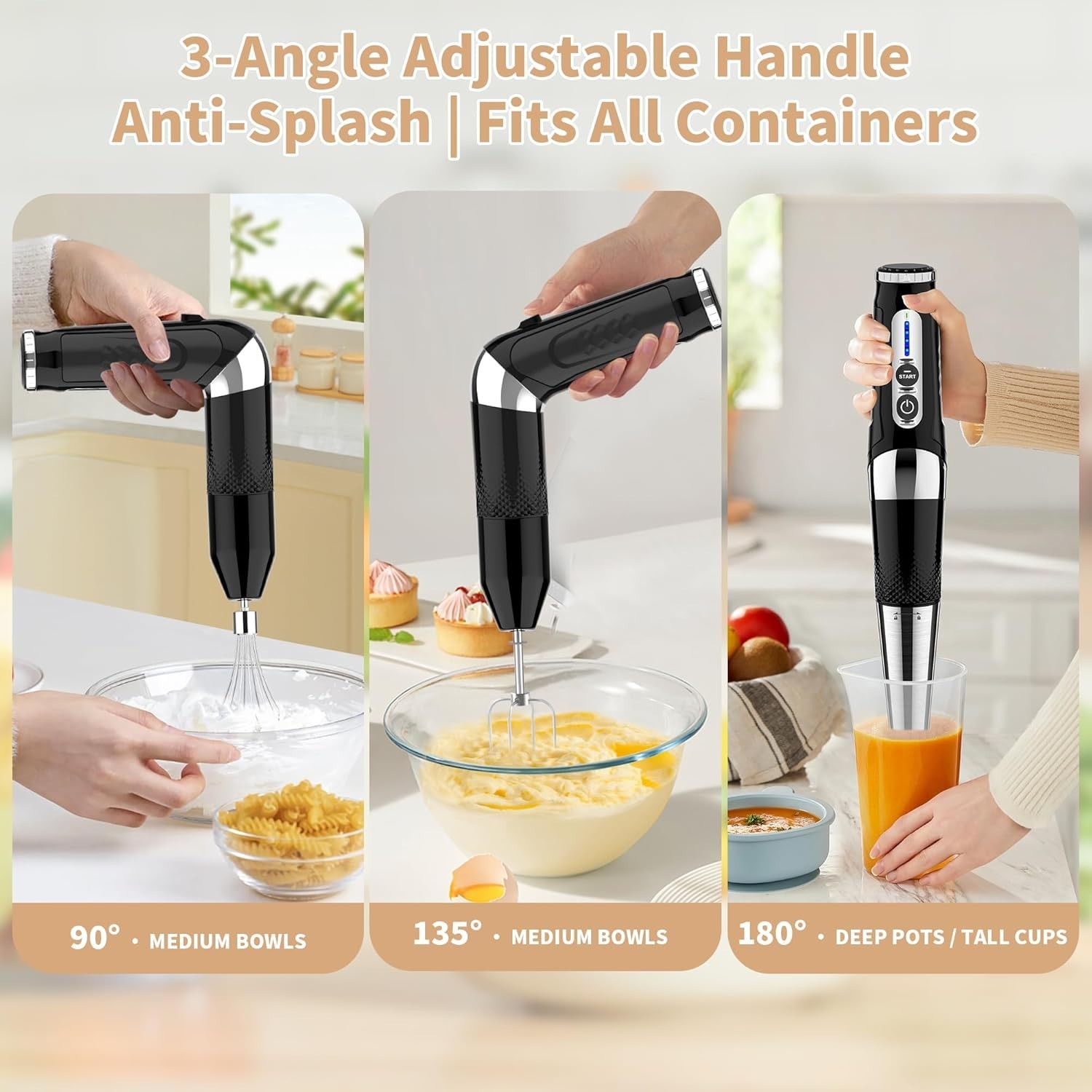 Toogel Cordless Immersion Blender, 4-in-1 Electric Hand Blender with 21-Speed…