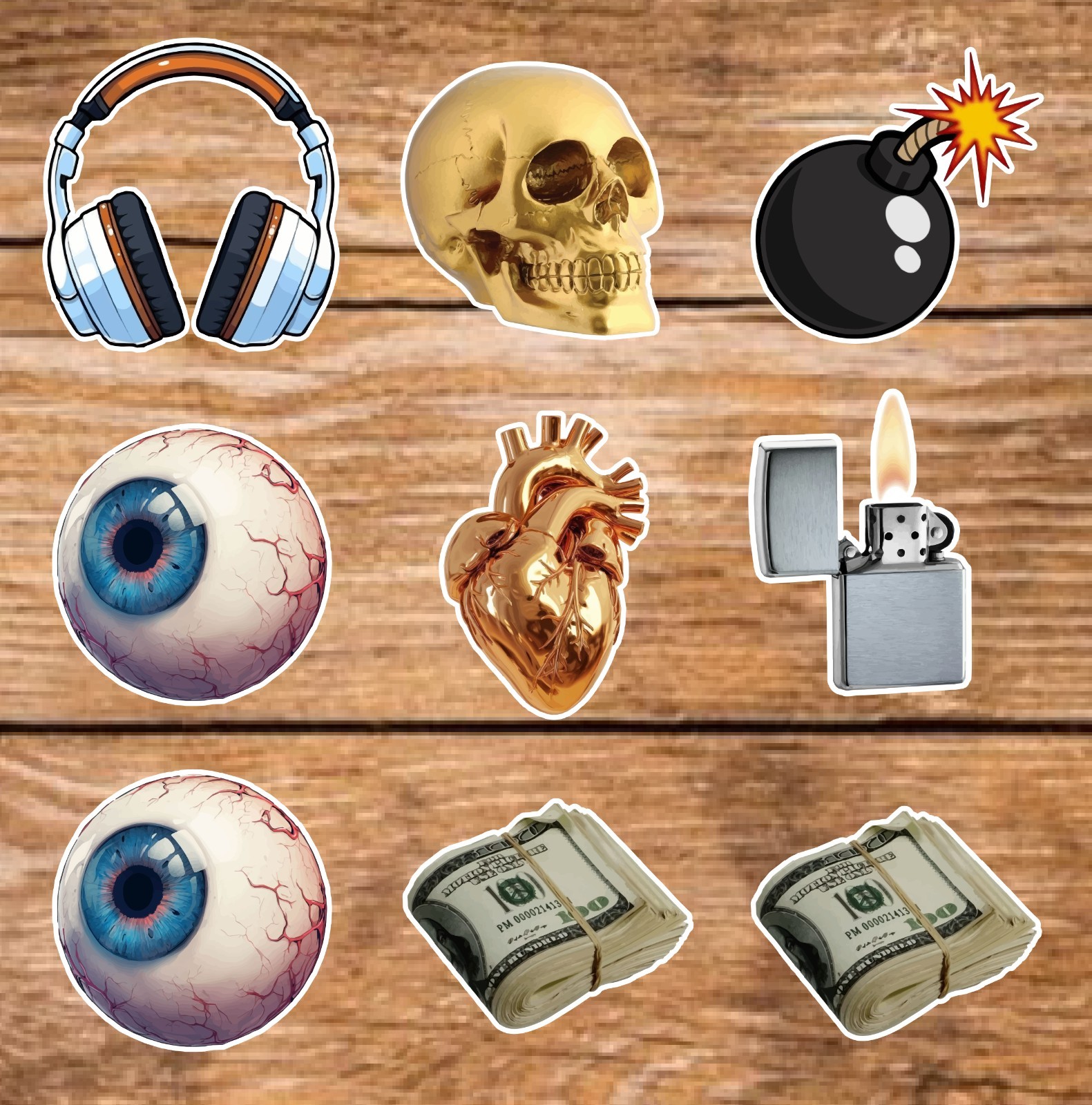 Street – 2 Pages (18 Sticker Set) 2in, Waterproof, Glossy Finish Vinyl.