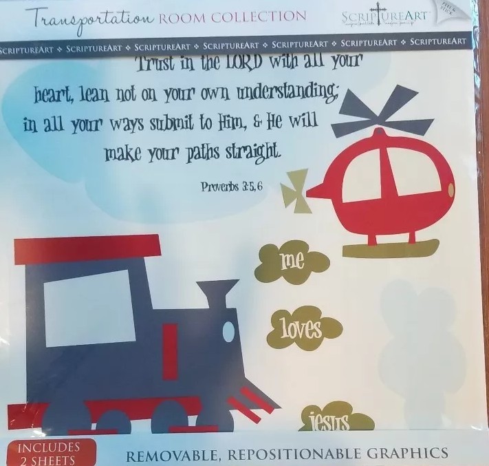 ScriptureArt Kids Wall Decals ~ Trains Planes Dump Trucks ~ TRUST IN THE LORD