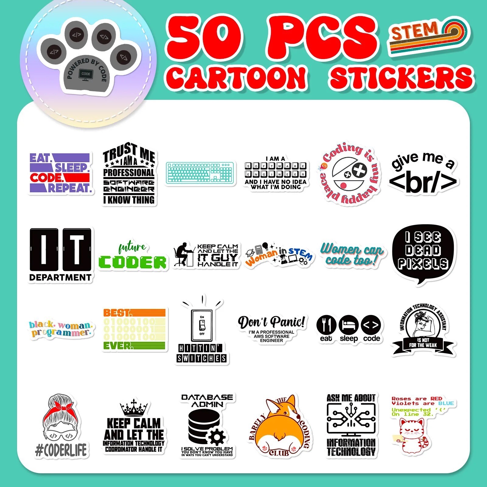 20 Random Programming Computer Stickers Coding Decals Laptop Hydro Free Shipping
