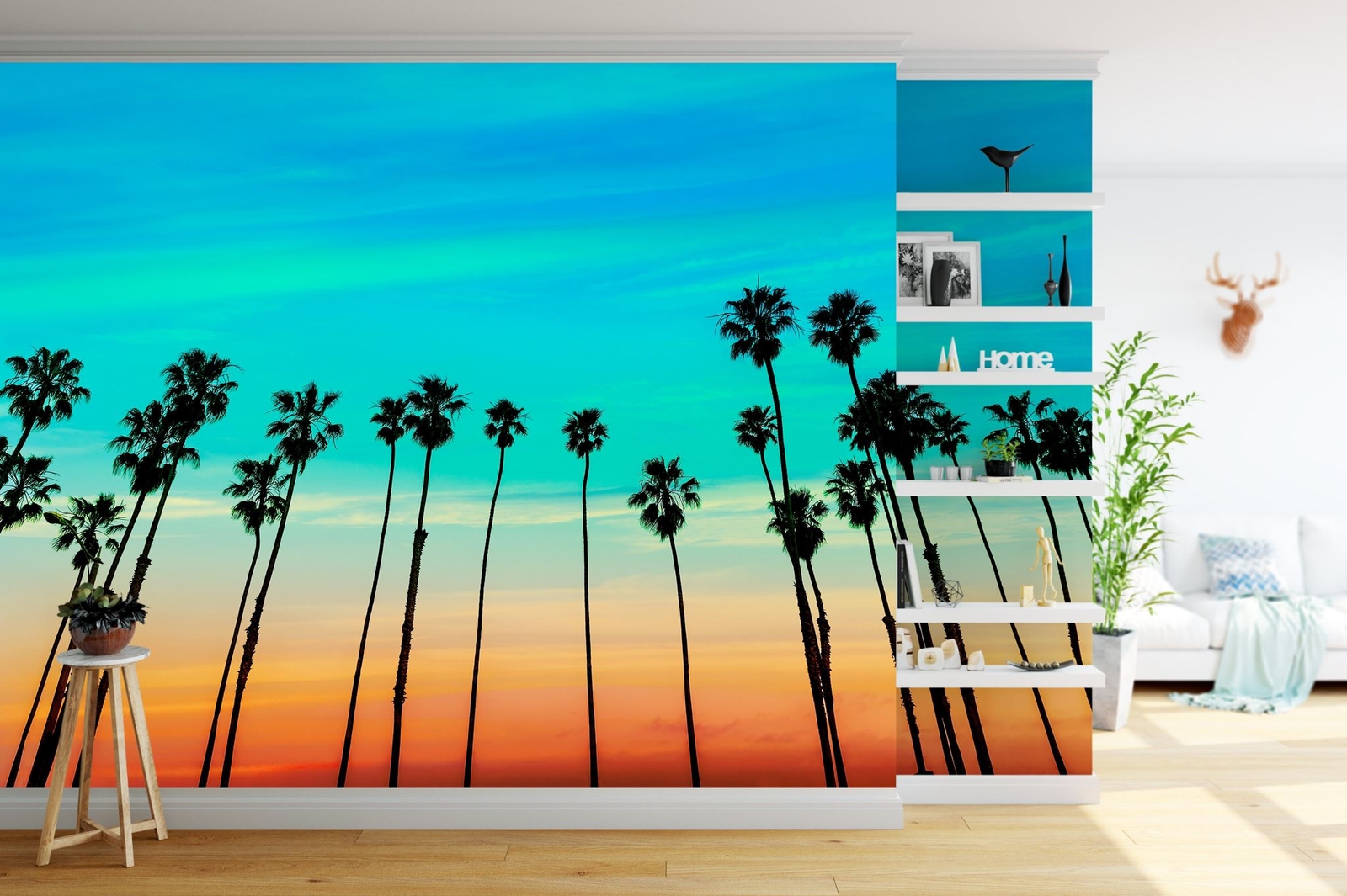 California SoCal Tropical Sunset Palm Trees Large Wall Mural. #6139