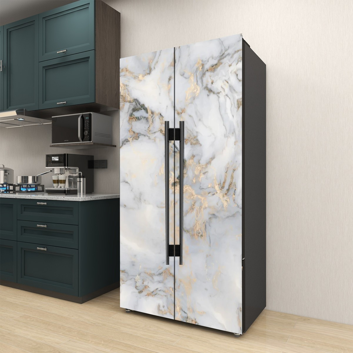Fridge Wrap Vinyl Cover Peel and Stick Refrigerator Skin, 32" x 78.7" (81x200cm)