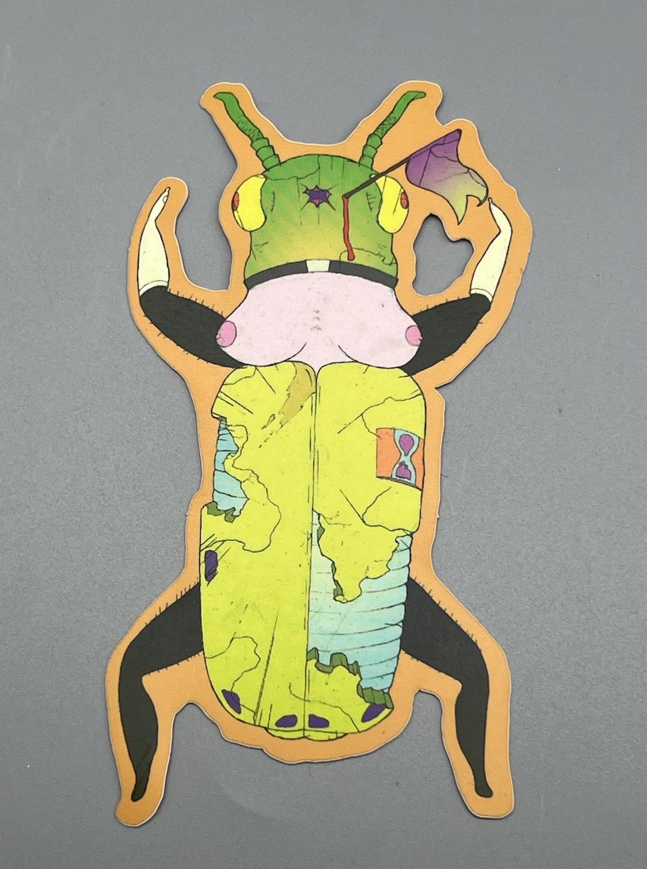 Original Abstract Art Lazer Cut Sticker Beetle, Artist Brad Noble