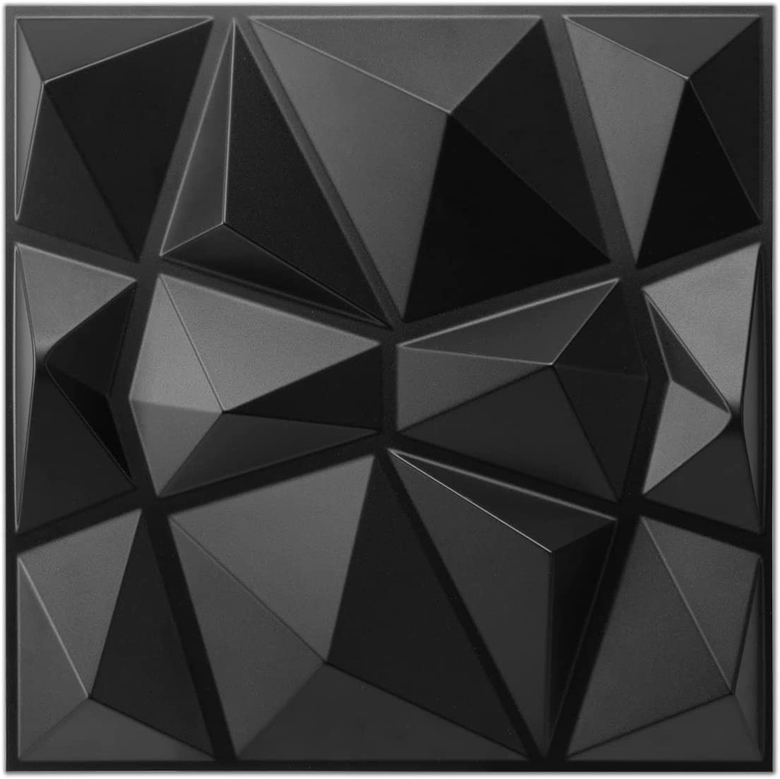 Decorative 3D Wall Panels in Diamond Design, 12"X12" Matt Black for Home and Off