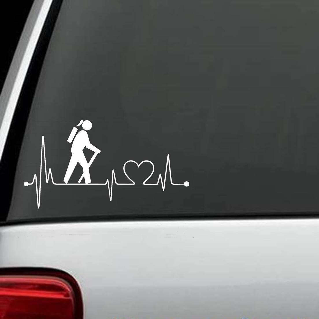 Hiking Girl Heartbeat Decal Sticker Lifeline Hiking Camping Backpack Tent K1012