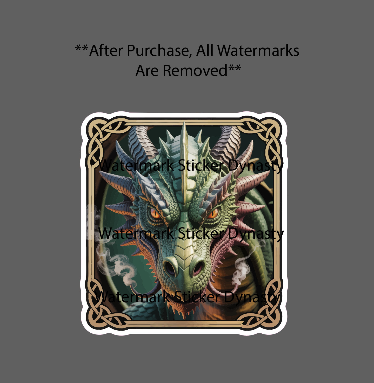 Dragon Sticker Waterproof Decal Realistic Ornate Smoke Fantasy Gift NEW