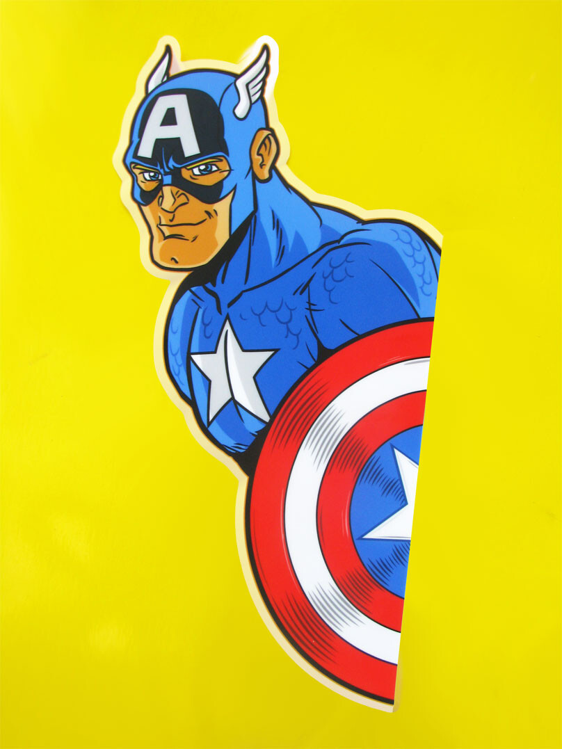 BIG Peeking CAPTAIN AMERICA Clear Vinyl Sticker Marvel Truck Car Avengers Decal