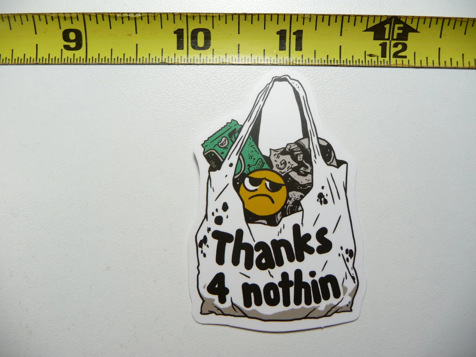 THANKS FOR NOTHING TRASH SMALL STICKER DECAL FUNNY SARCASM SARCASTIC NOVELTY