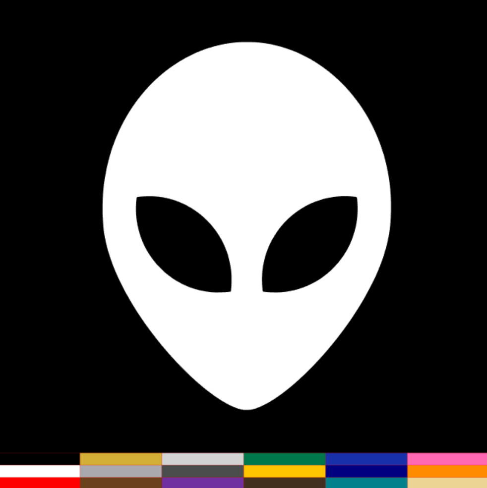Alien Face Decal PICK SIZE COLOR Vinyl Sticker Outer Space UFO Face Head ET Moon