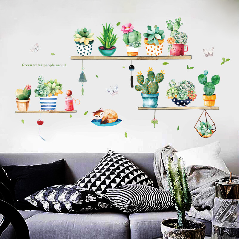 Removable Vinyl Wall Decal succulents Sticker Art Home living Room DIY Decor