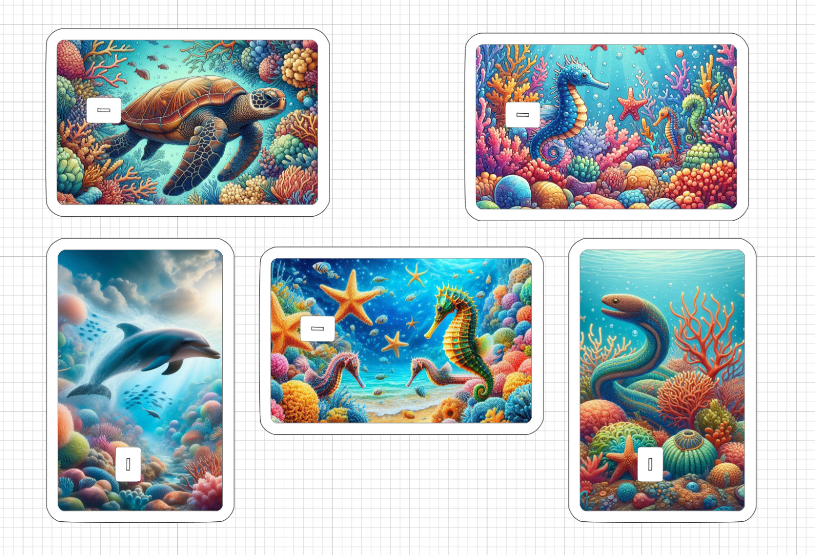 Sea Life Turtle Seahorse Dolphin ATM DEBIT CREDIT CARD STICKER Coral Eel Ocean