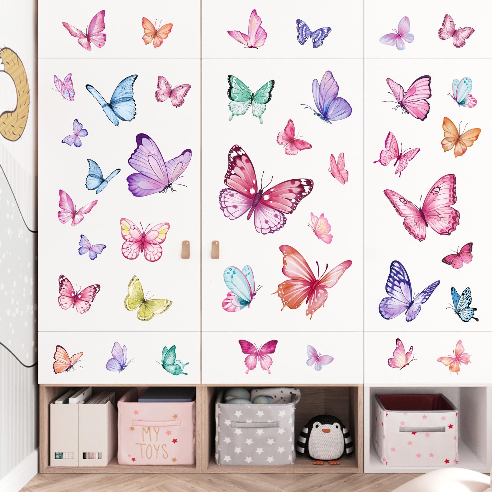 Watercolor Butterfly Wall Stickers Colorful Butterflies Peel and Stick Wall A…