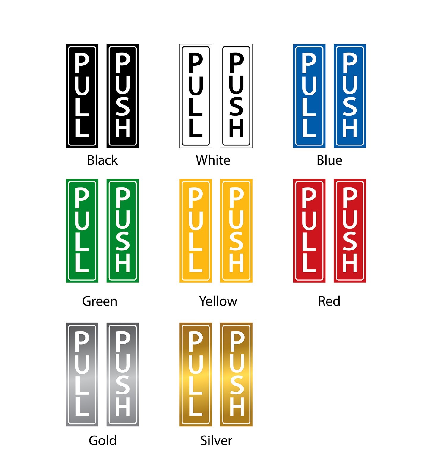 8×2.5" Pull(2/pack) and Push(2/pack) Sticker Business shop Glass Door Sticker