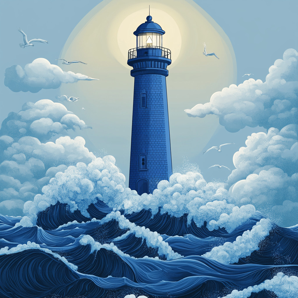 Wall decal sticker blue lighthouse wall sticker 18 x 18 cm large