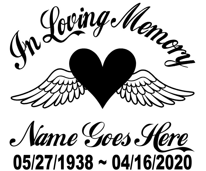 In Loving Memory | Angel Wings Heart Memorial Decal Vinyl Sticker Car/Truck