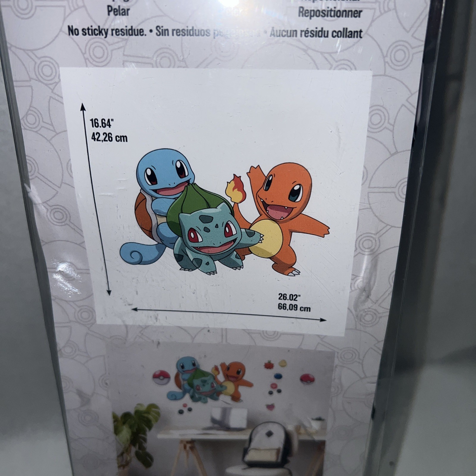 Giant Pokemon Wall Decals Kids Reusable Vinyl Cartoon Characters for Room Decor