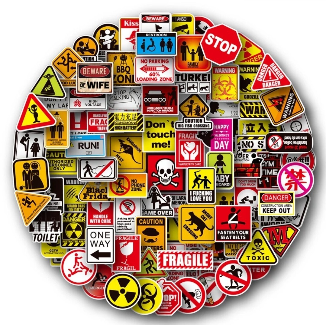 100pc Stickers Set Warning Slogan Series Collection