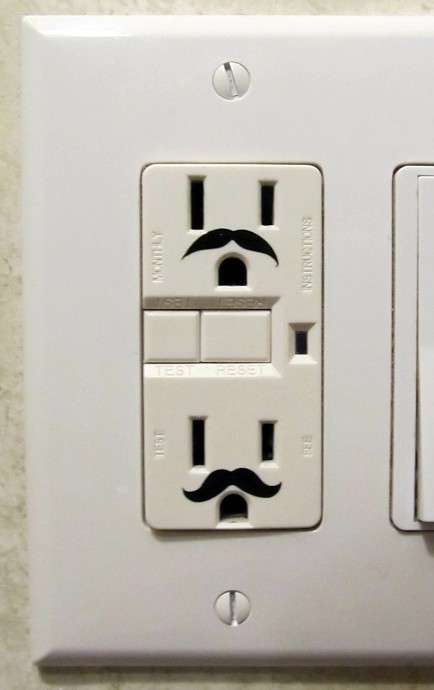 Electric Outlet Mustache Stickers: Gag Gifts