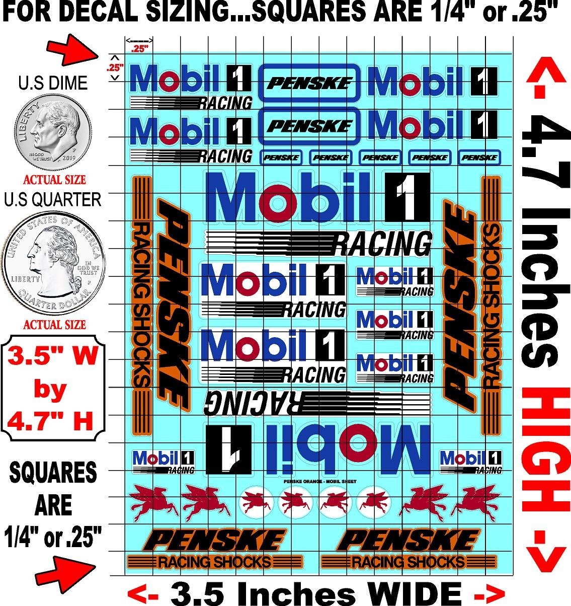 White Vinyl Sticker Sheet Penske-R/C MODEL Decal 1/24-1/16 Scale DIE-CUTraxxasfg