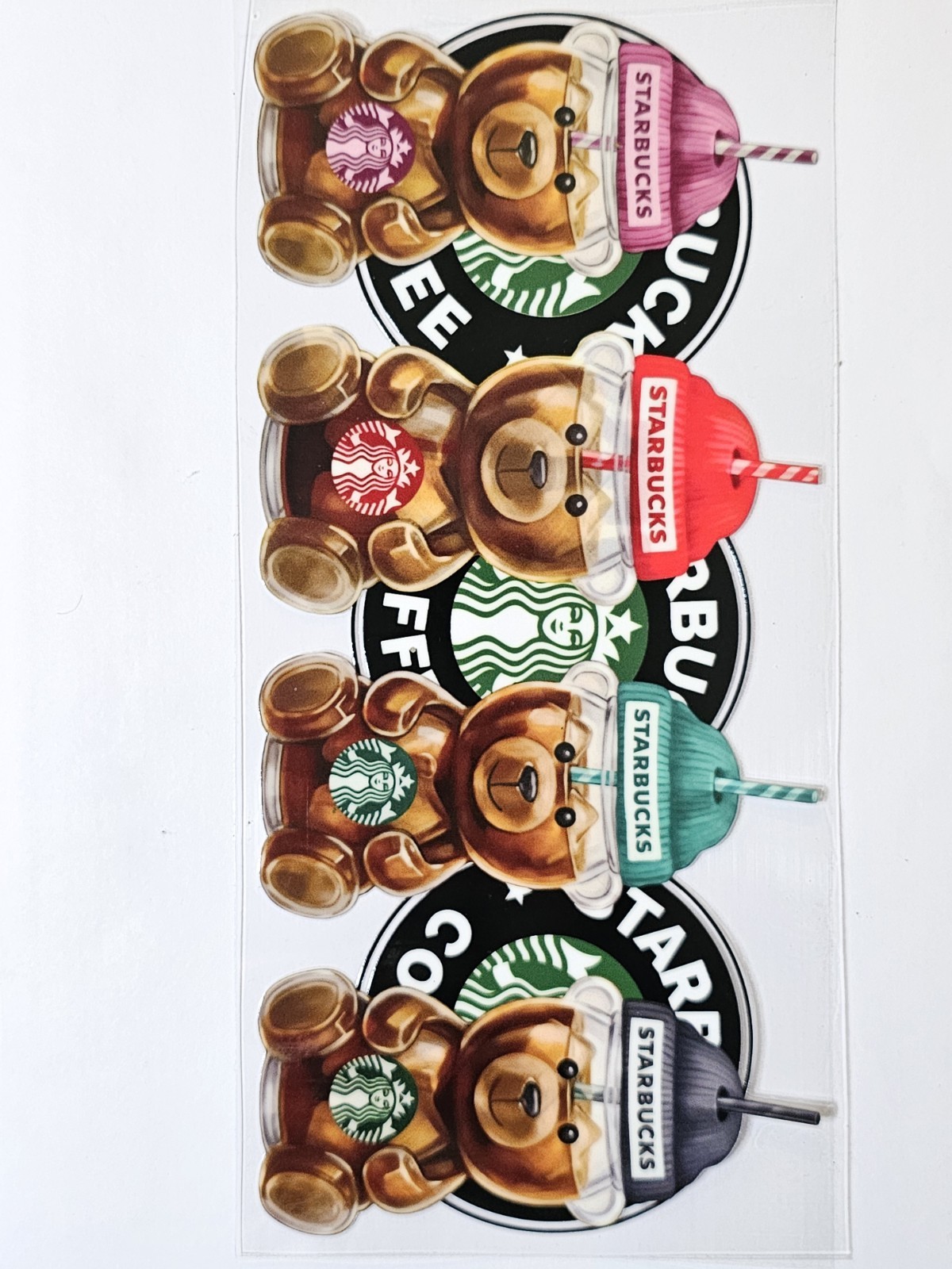 Starbucks Bear UV DTF Transfer Sticker Wrap Tumbler UVDTF BUY 10+ COMBINED SHIP