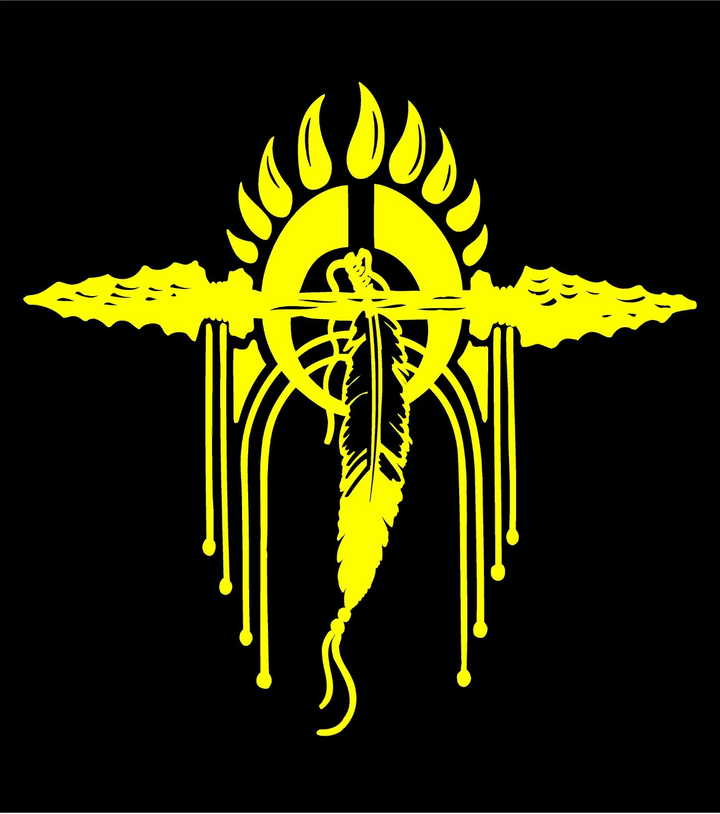 Southwestern Crest Decal Feathers Indian Spirit car window vinyl sticker
