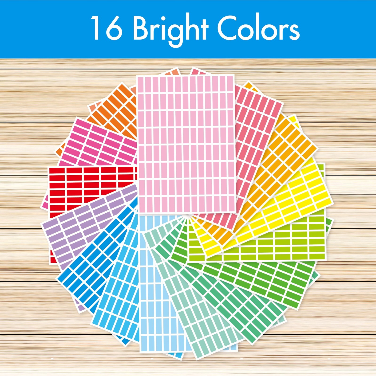 3328 Color Coding Labels, 16 Colors Blank Stickers Mini Rectangular Labels 1R