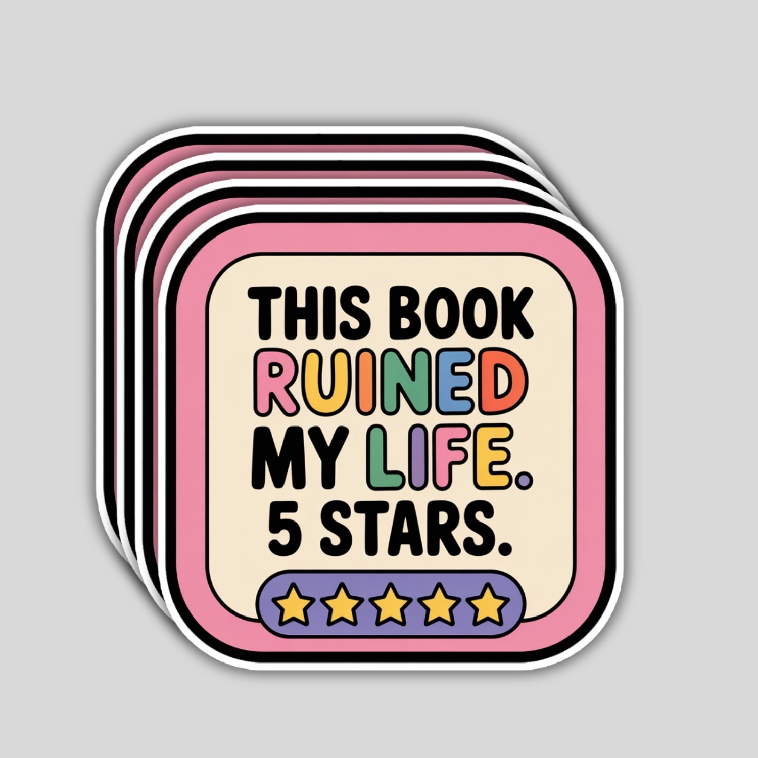 4pcs This Book Ruined My Life Stickers – Funny Bookworm Vinyl Decals
