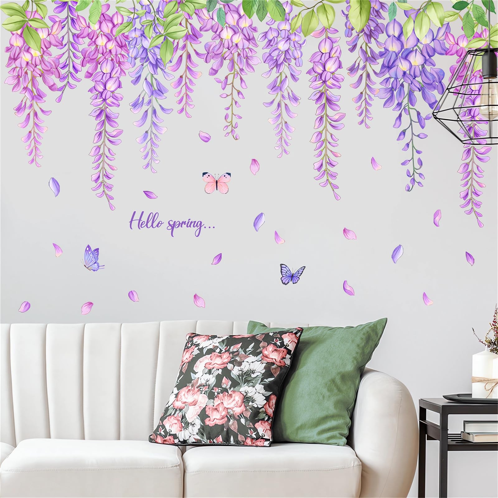 Purple Hanging Vine Butterfly Wall Stickers, sacinora Floral Art a