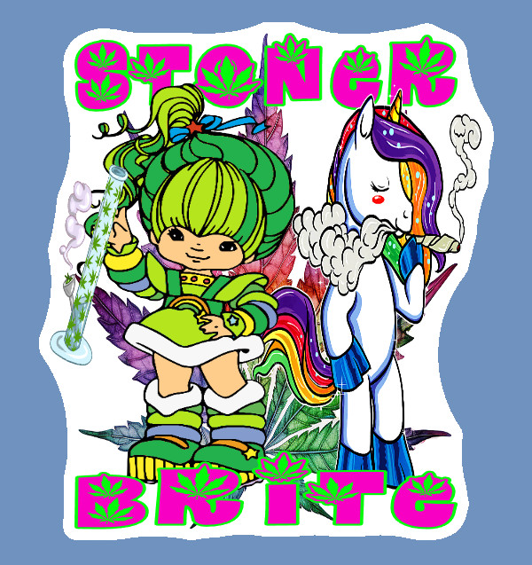 Stoner Brite Weed Cartoon Vinyl Sticker Stoner Weatherproof Marijuana Laptop 420