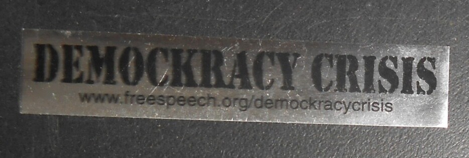 Demockracy Crisis Small Bumper Sticker Vintage 5×1 Mirrored Freespeech.org