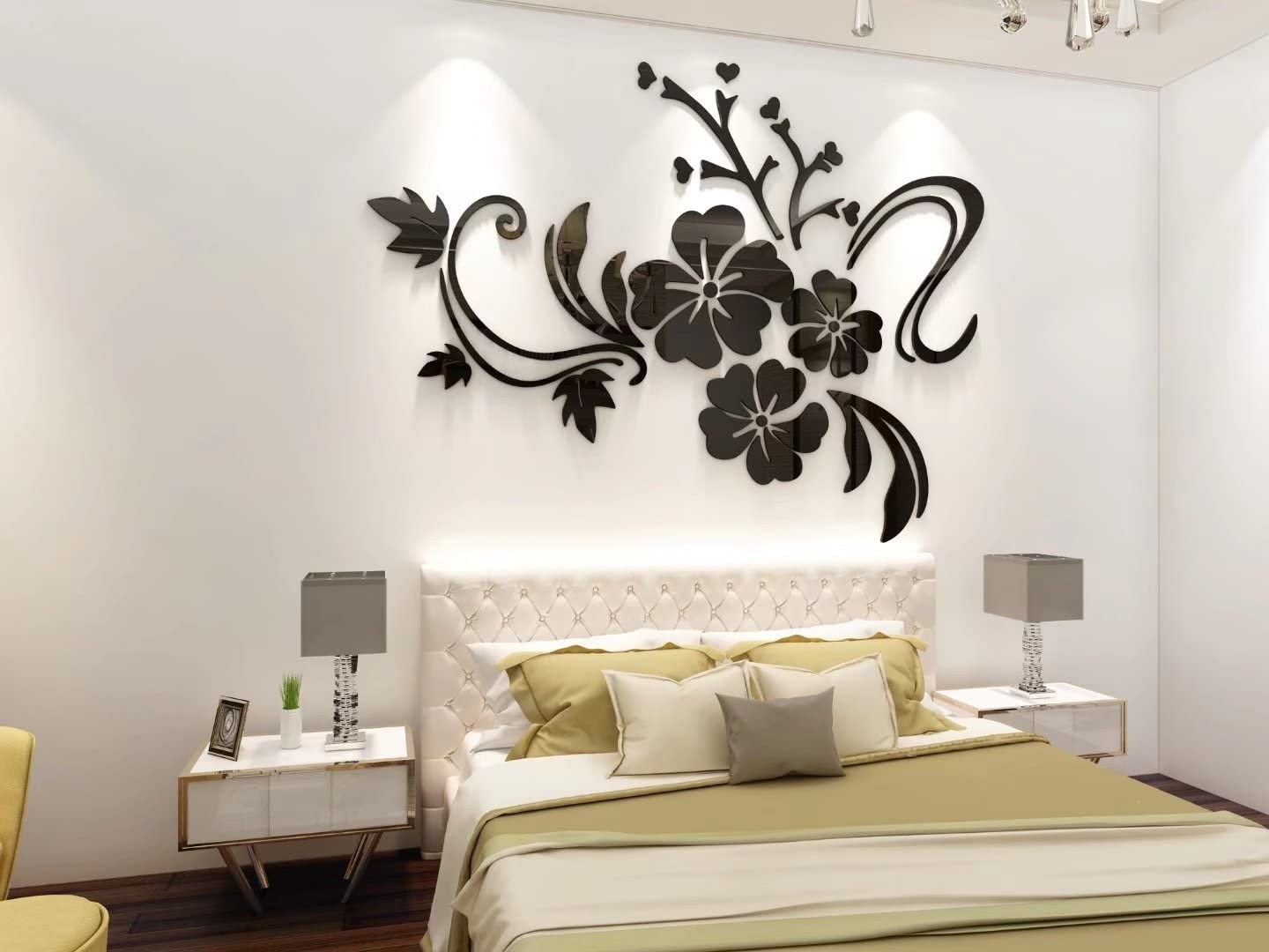 Wall Stickers 3D Flower Pattern – Family Wall Decals Living Room Wall Decor S…