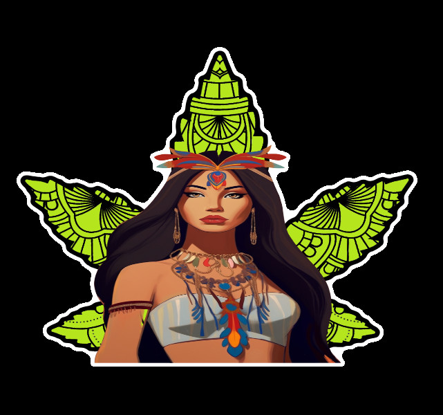 Green Tribal Pot Leaf Native Stoner Vinyl 420 Weed Sticker Marijuana UV Safe