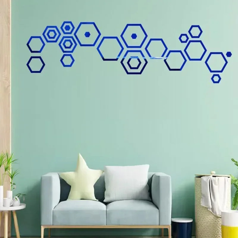 Hexagonal Mirror Stickers 24pcs Acrylic 3d Bedroom Self-adhesive Decoration Home