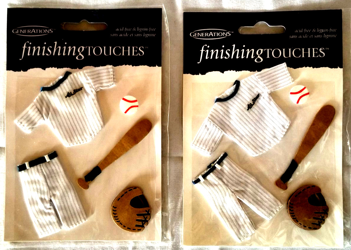 Baseball Scrapbook Cloth Uniform Cardboard Mitt Ball Bat Finishing Touches NIP