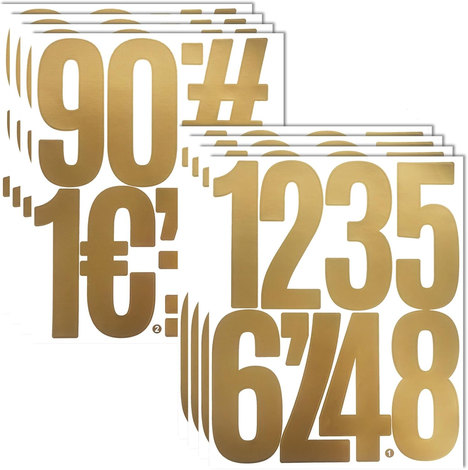 Large 5 Inch Number Stickers,Vinyl Self Adhesive Sticker (8 Sheets Gold) | 0-9 N