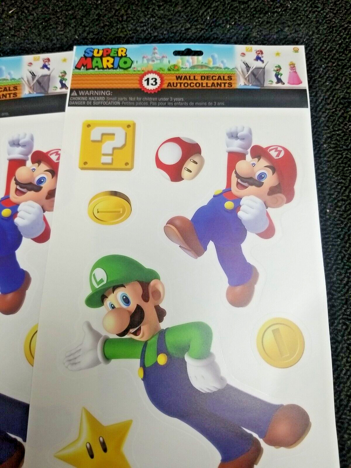 SUPER MARIO, Lot of 3, Wall Decals, 13 Wall Decals Autocollants New 2020 A26