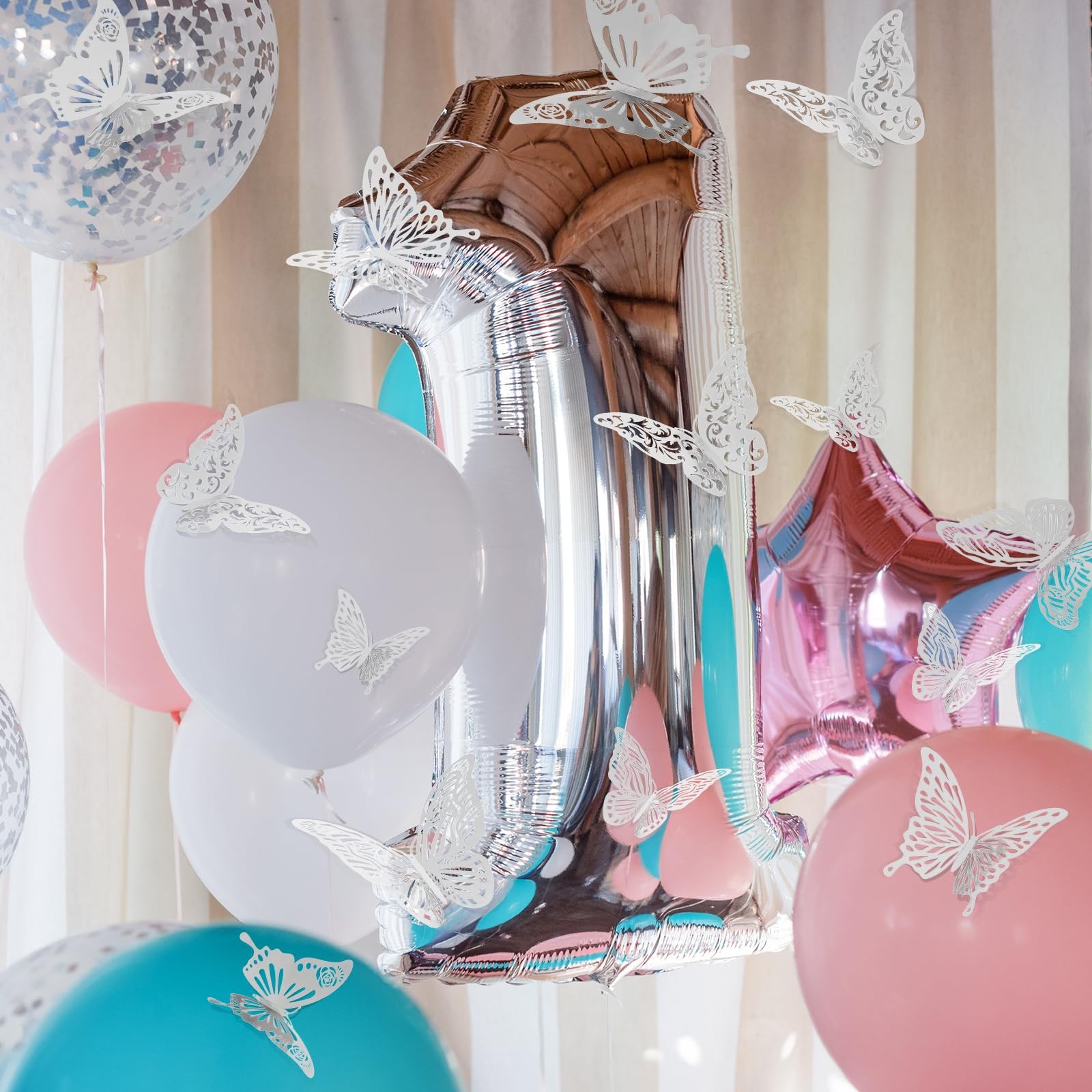 Thinp 48pcs Butterflies for Bouquets & Wall Decor – 4 Styles, 3 Sizes, Silver