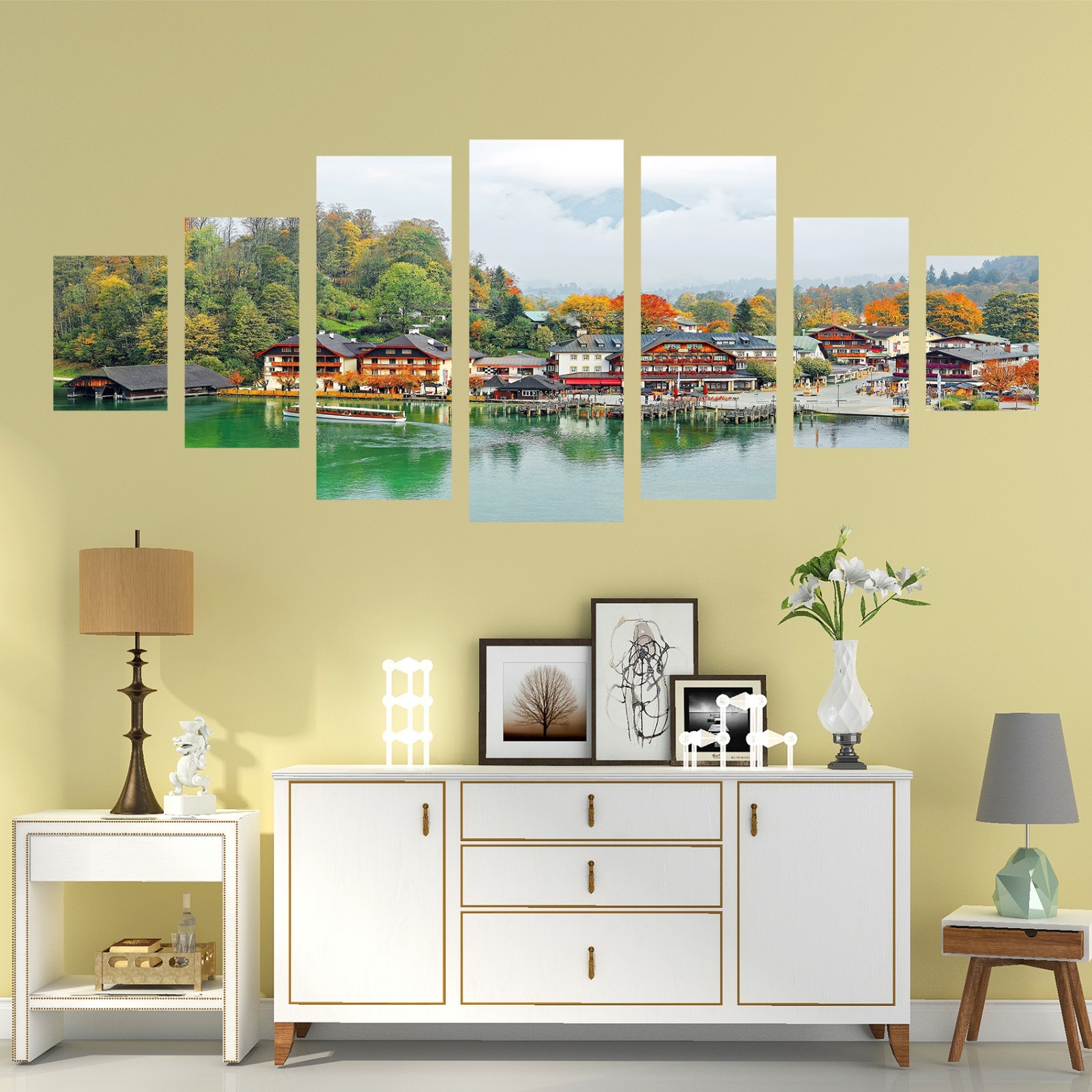 3D River Town View 567 Unframed Print Wall Paper Decal Wall Deco Indoor AJ Wall