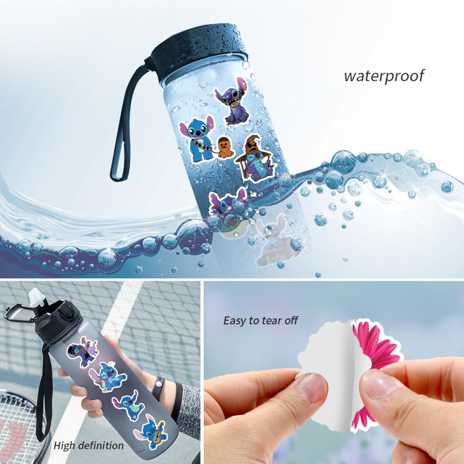 120pcs Stitch Stickers Pack Cartoon Cute Waterproof Vinyl Sticker Multicolor