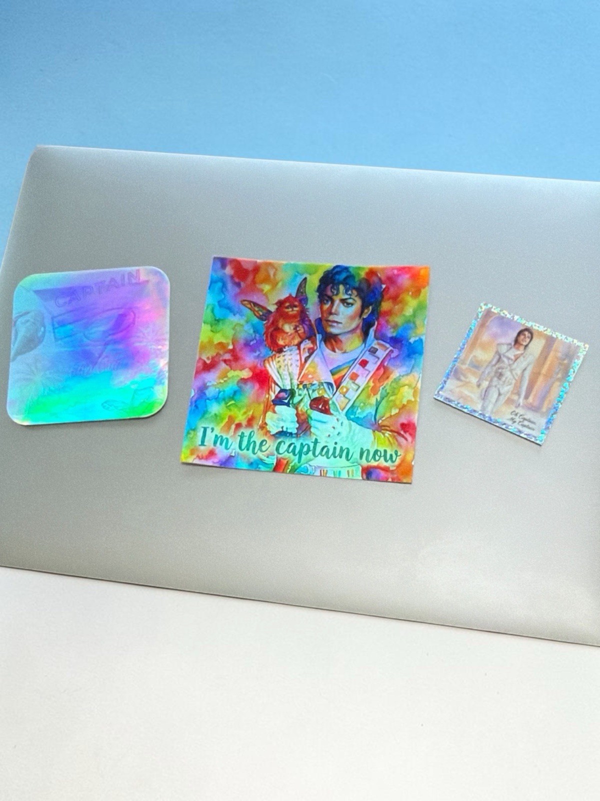 4×4, 3×3 2×2 Captain EO & Fuzzball Captain Hologram Sticker Homemade FREE SHIP